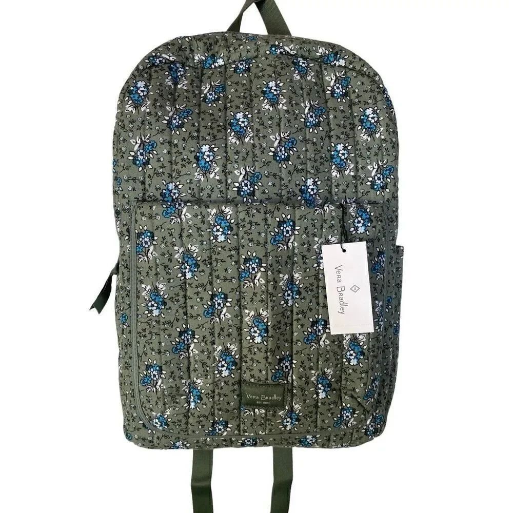 VERA BRADLEY All-Day Simple Backpack - Freja’s Flowers Bay Leaf Green
